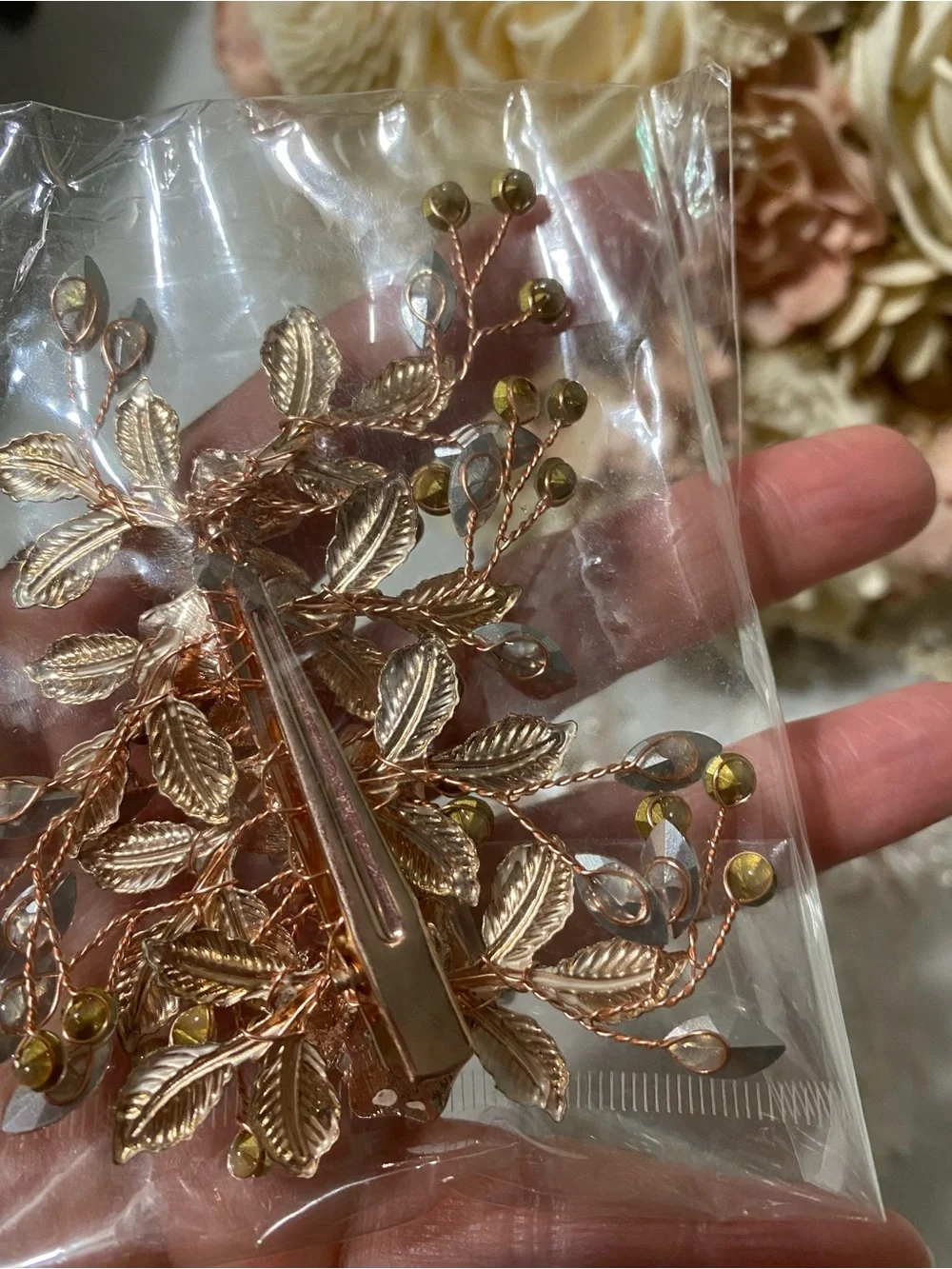 Rose Gold Floral Pearl Hair Pins - Women Accessories